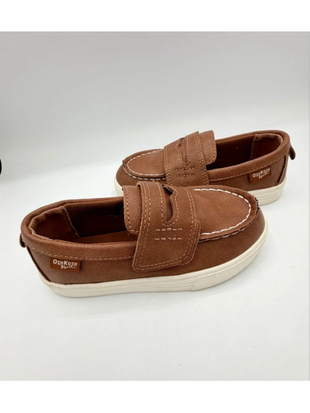 OshKosh B'gosh Boys Brown Boat Shoes Loafers Hook & Loop Toddler Size 9M